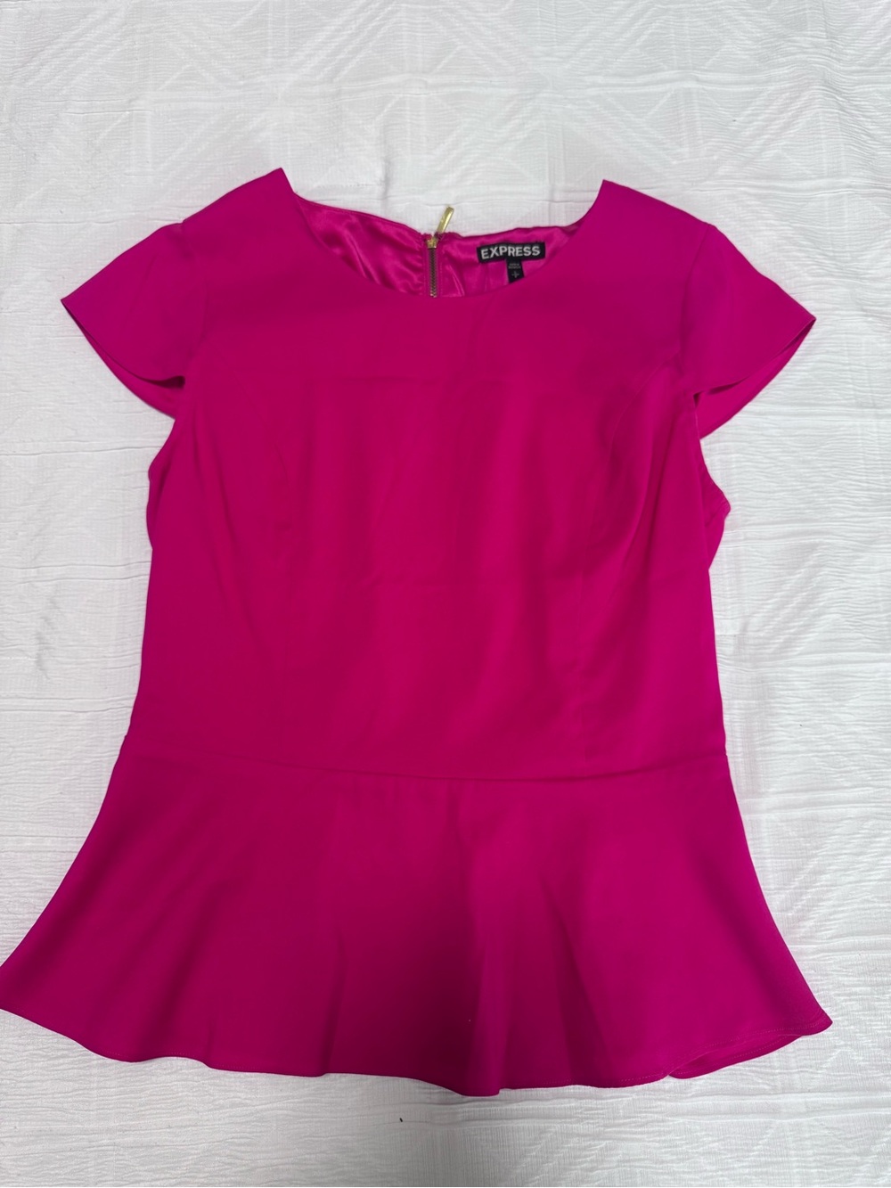 Express Fuchsia Peplum Short-Sleeve Top